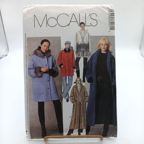 UNCUT Vintage McCalls 3447 Misses & Miss Petite Unlined Coats & Jackets Sewing - Picture 1 of 2
